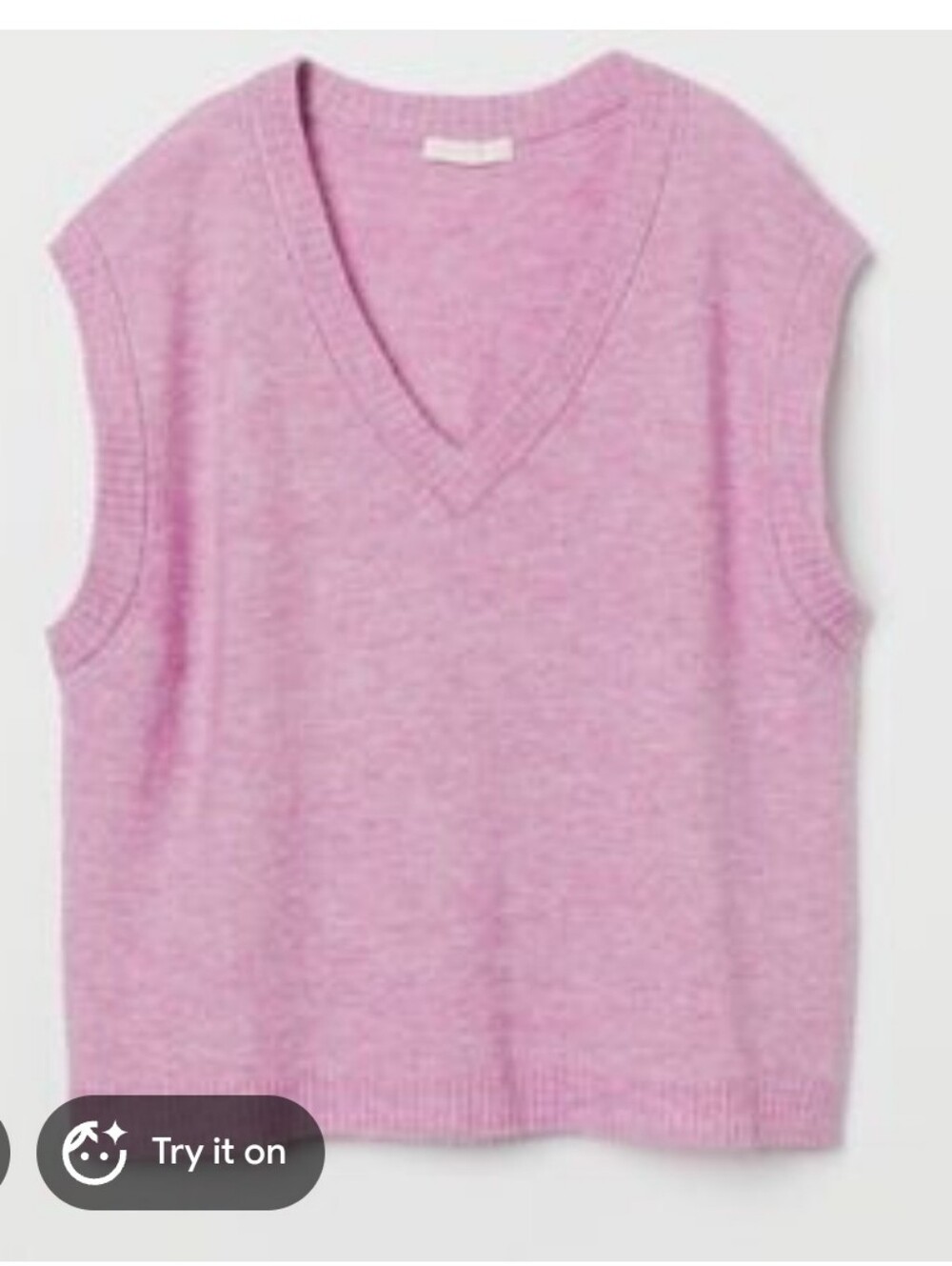 H&M Y2K 90s Pink Sleeveless V-Neck Pink Knit Sweater Vest Preppy Barbiecore